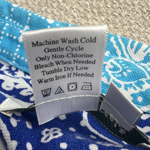 Coldwater Creek Shacket Jacket L Blue Teal Bandana Paisley Button Front Cotton - Picture 9 of 10